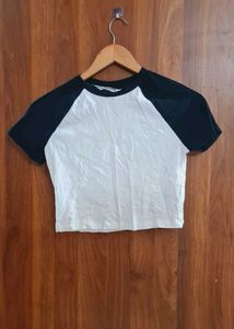 White & Black Raglan Tee