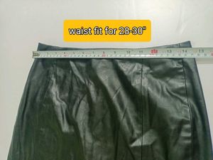 Zara Small Black Faux Leather Slit Long Skirt