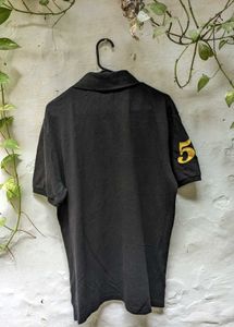 Black Polo Shirt with Dog Embroidery