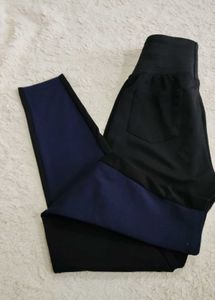 Navy Blue &amp; Black Side Stripe Pants