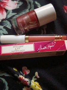 myglamm liquid lipstick and nail polish