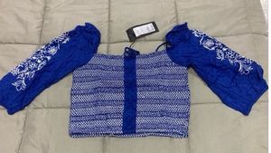 ONLYSlim Fit woven Crop Top with Embroidery