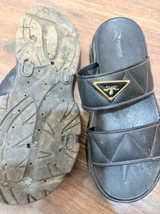 Black Slides with Gold Accent