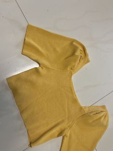 Yellow Puff Sleeve Crop Top