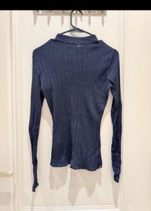 Ribbed Mock Neck Long Sleeve Top