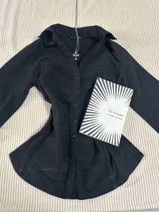 Black Collared Button-Up Top