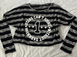 Striped Graphic Print Long Sleeve Top