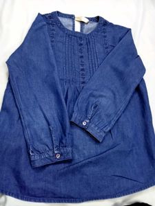 Embroidered Denim Tunic Top