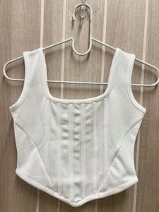 White Corset Style Tank Top
