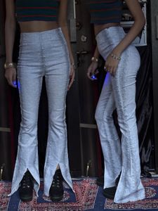 Grey Flared Split Pants