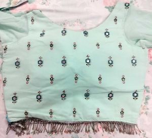 Mint Green mirror work Lehenga Set