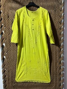 Lime Green Embroidered Kurti