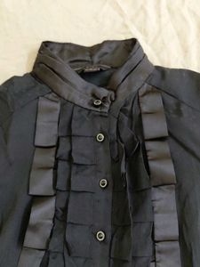 Gothic Ruffle Black Top