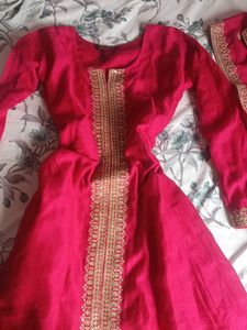 Stunning Pink Kurta with Gold Embellishments