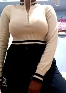 White Zip-Up Sweater