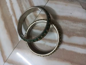 Sparkling Green & Gold Bangles