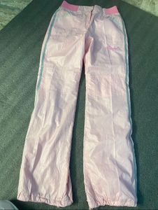 Pink Racing Track Pants+ red crop top