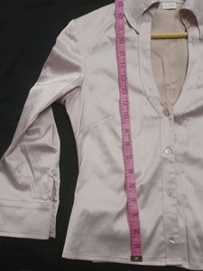 Pink Satin Crop Shirt