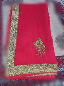 Stunning pink Embroidered Saree