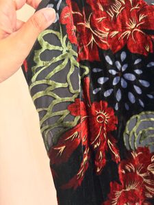 Black Floral Velvet Mini Dress