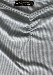 Pastel Blue Ribbed Puff Sleeve Top