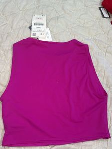 Vibrant Pink Sleeveless Crop Top
