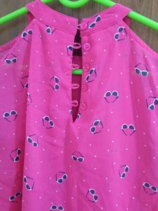 Chic Pink Cold Shoulder Dress with Fun Print
