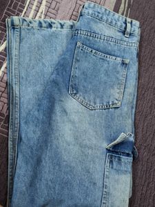 Light Wash Denim Cargo Pants