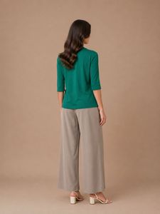 Green Zip Neck Top