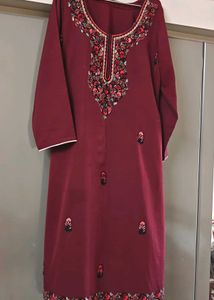 Embroidered Maroon Kurta n pant