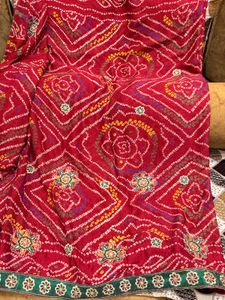beautiful bandhej saree with blouse