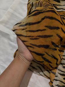 Chic Tiger Print Sheer Button-Up Top