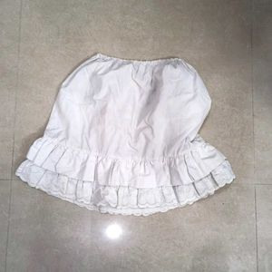 White Girls Skirt With Lace Cut Border
