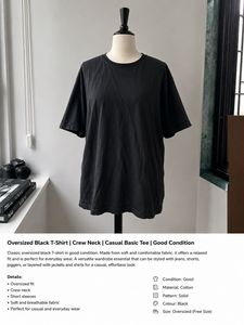 Oversized Black Cotton T-Shirt | Casual Basic Tee