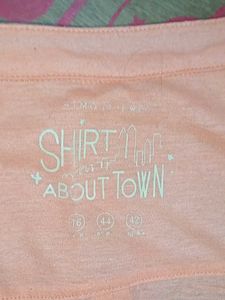 Peach Sleeveless Mandarin Collar Shirt