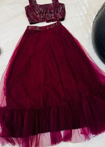 Maroon Lehenga Choli wedding skirt and top bride