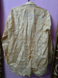 Men's Beige Plaid Long Sleeve Shirt