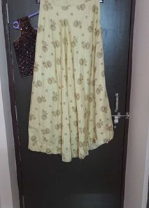 Elegant Sequin Top &amp; Printed Skirt Set