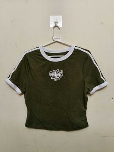 Dark Green Cropped T-Shirt