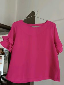 Pink Ruffle Sleeve Top