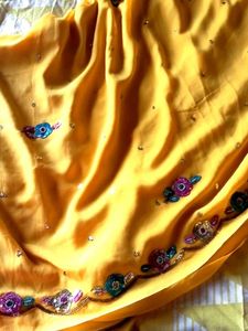 Beautiful Yellow Embroidered Saree
