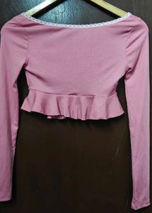 Cute Pink Ruffle Crop Top