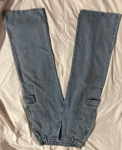 Light Wash Cargo wide leg Jeans