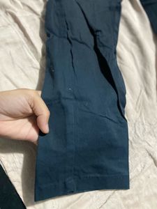 Navy Blue Straight Leg Pants Low Waist