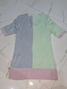 Pastel Color Block Ribbed Top