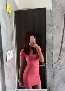 cute pink bodycon mini dress