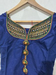 Elegant Blue kurta set bandhni bottom with dupptta