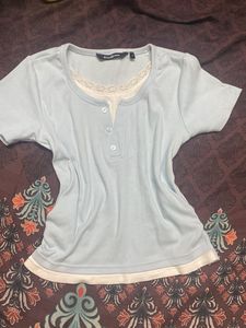 Cute Light Blue Layered Top