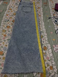 Acid Wash Denim Maxi Skirt