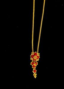 Red &amp; Gold Flower Necklace &amp; Earring Set